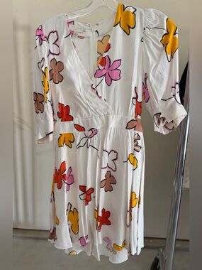 Ted Baker White Mini Dress with Yellow, Pink & Red Floral Print